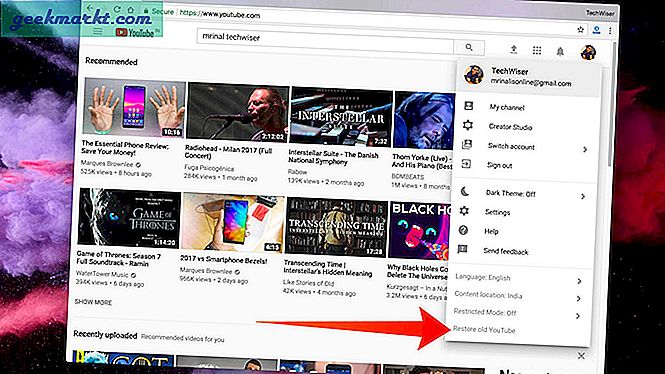 Hoe terug te gaan naar de oude YouTube-lay-out (2017)