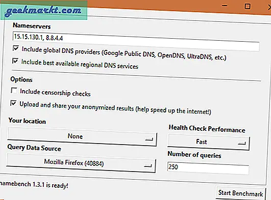 U kunt niet willekeurig één DNS kiezen en hopen dat deze sneller is dan degene die door uw internetprovider wordt verstrekt. Hier ziet u hoe u DNS Benchmarking Tools kunt gebruiken om de snelste DNS-server in uw regio te vinden.