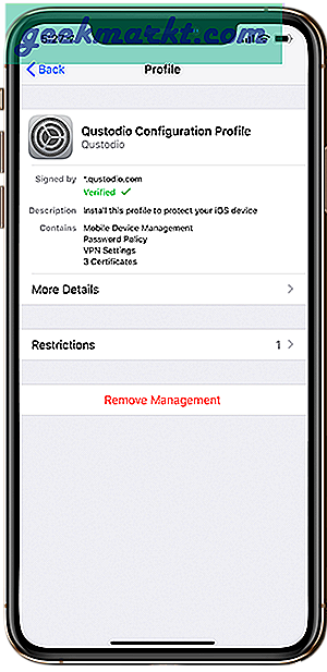 Ooit vastgelopen met de instellingen van de app, ook al heb je de app van je iPhone verwijderd. Lees Hoe u MDM-profielen van iPhone en iPad kunt verwijderen.