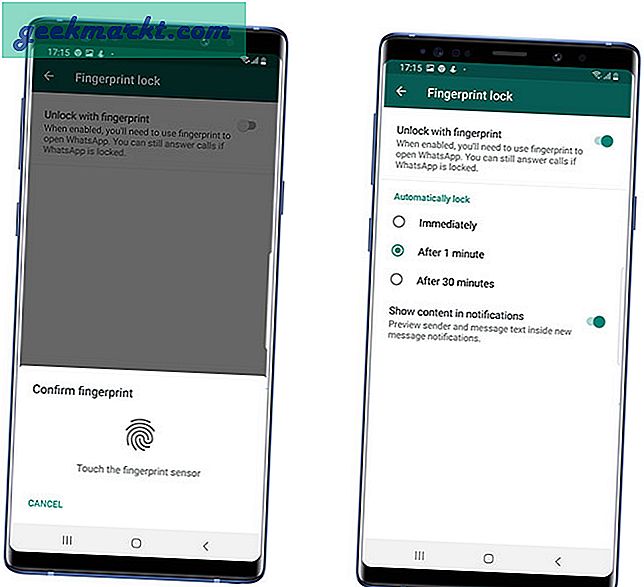 Vingerafdrukvergrendeling inschakelen op WhatsApp voor Android