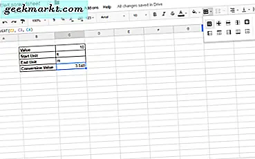 Voeten converteren naar meters in Google Spreadsheets